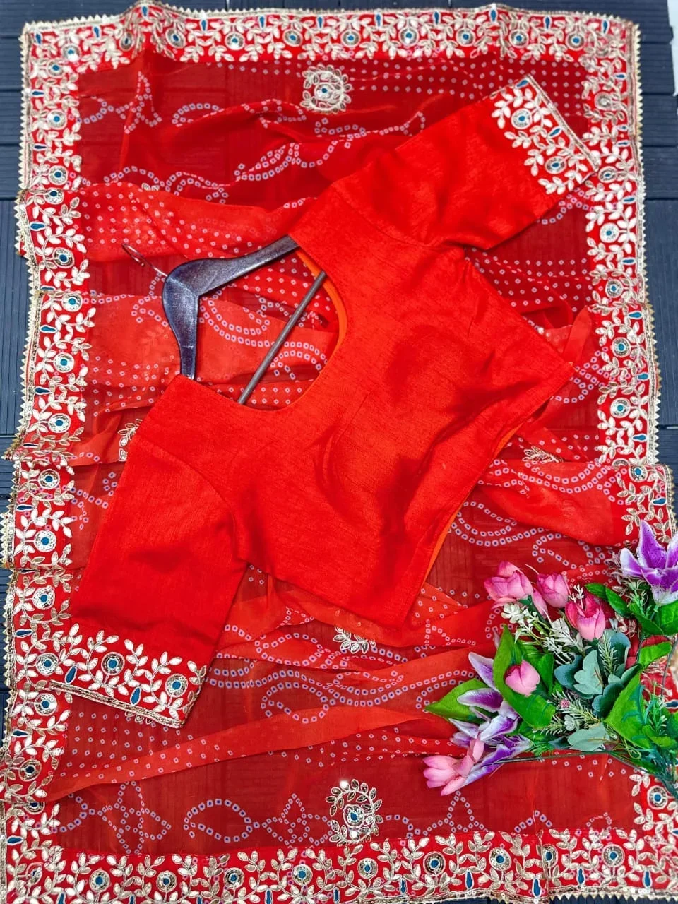 prime trendz new super hit badhani print  with embroidery gotta patti work  lehengha choli | orange